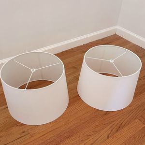 (2) Target Threshold Drum Linen White Lampshades | Large